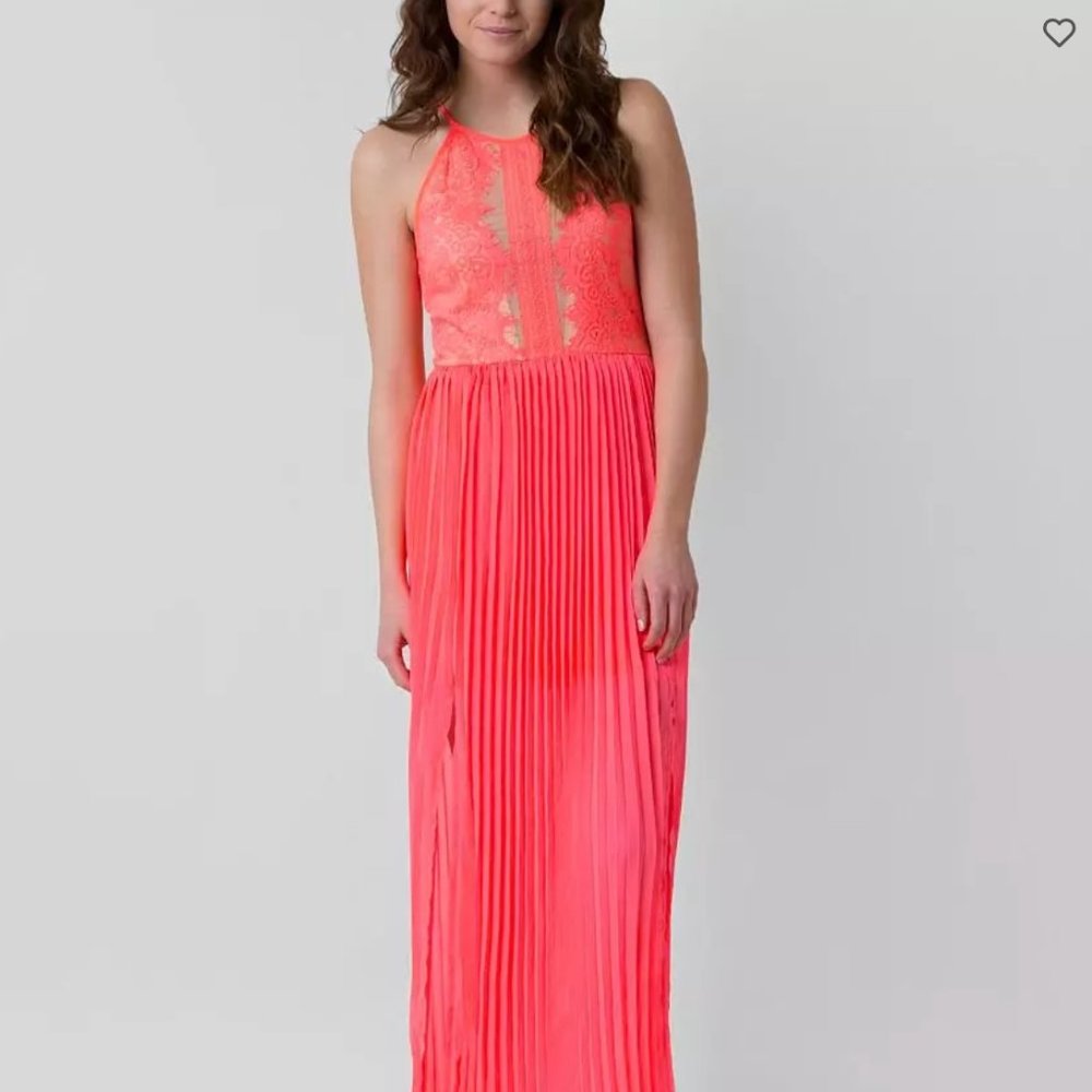 Lush Lace Maxi Dress in Neon Pink - Size S - Like New